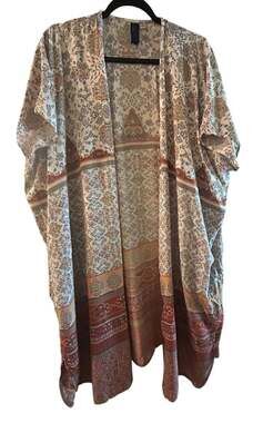 Blue Rain Bohemian Floral Print Open Front Kimono Duster Size S